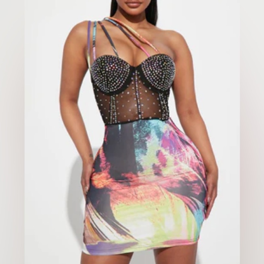 Night is young embellished mini dress fashion nova size L